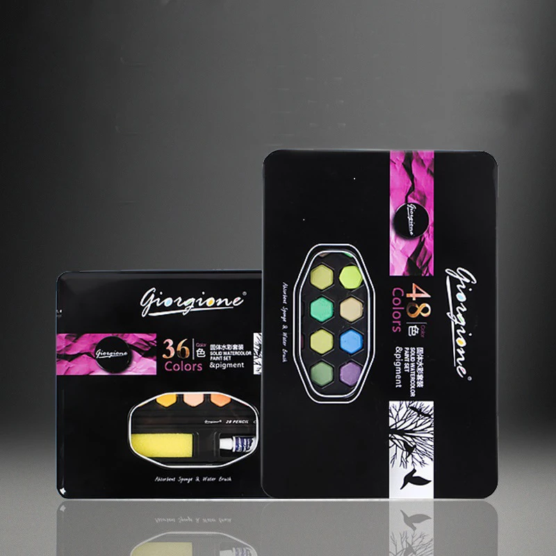 Высокое качество 48 цветов портативный дорожный твердый пигмент набор