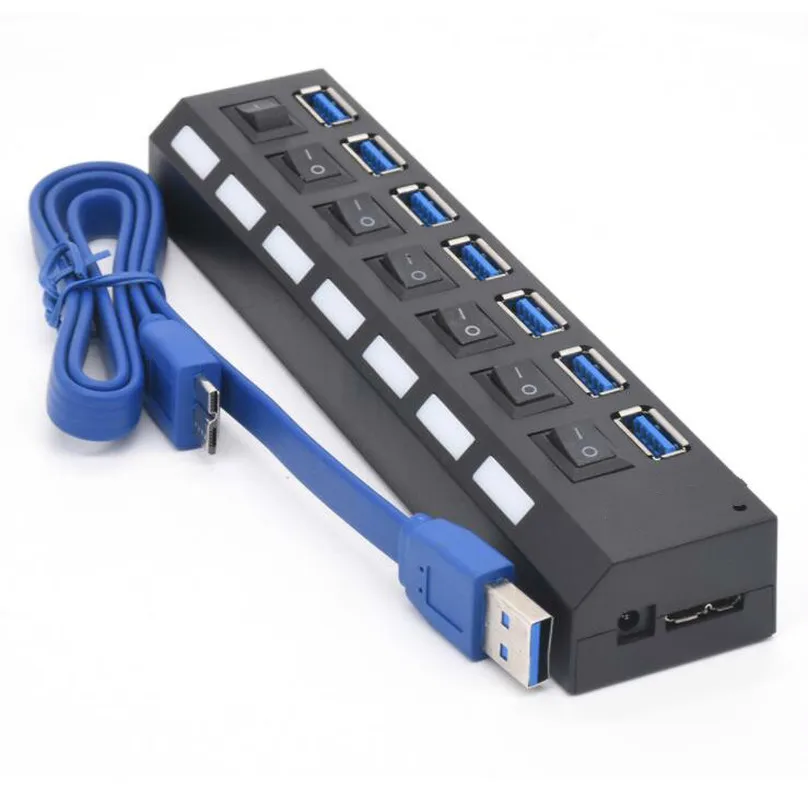 USB разветвитель usb хаб 3 0 мульти с 7 портами разветвители адаптером питания