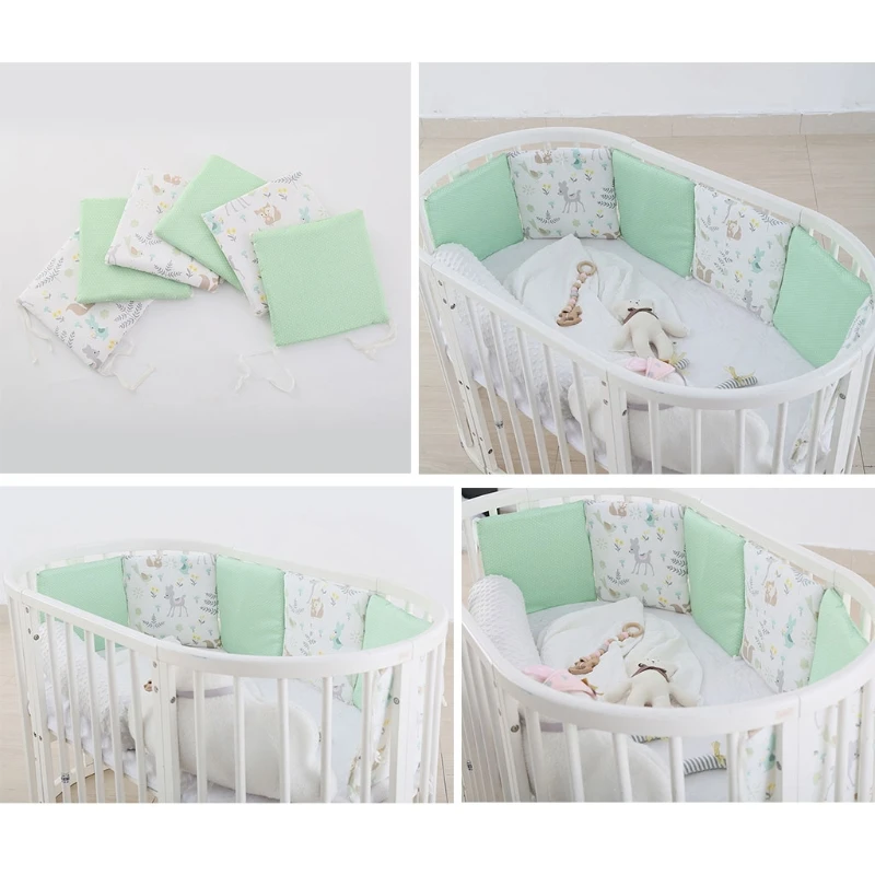 D55E 6 шт. бампер для детской кроватки мягкая хлопковая Защитная Подушка детская