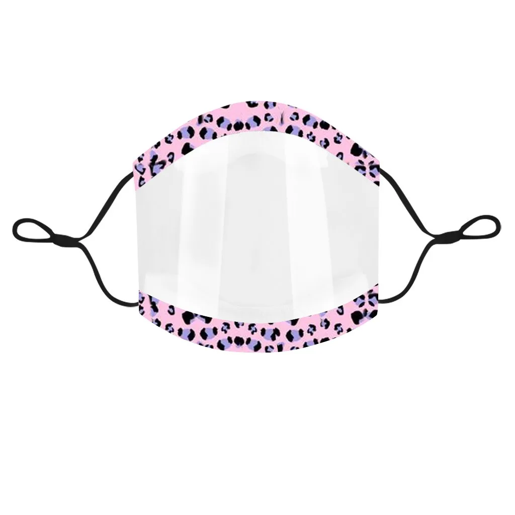 

1PC Face Cover Mini Shield Washable Reusable Leopard Stripe Print Comfortable Mask Transparent PVc Visual Mask Mascarilla