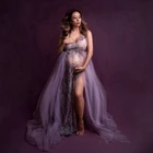 Сексуальные тюлевые платья для беременных с V-образным вырезом и аппликацией