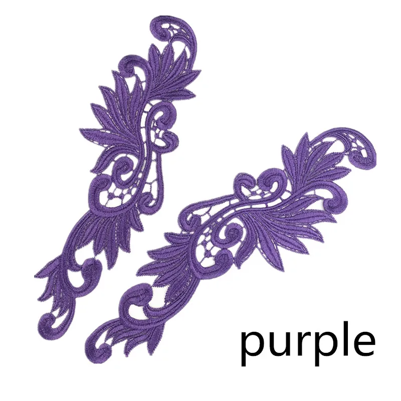 purple Zsbszc 5 пар Флуоресцентный цвет цветок кружево аппликация патч Танго костюмы для латинских танцев балетные костюмы платье Декор шитье ремесла DA004 - Цвет: purple