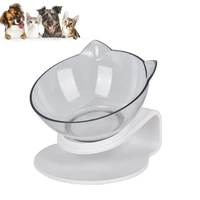cat dog bowl 15 degree tilted design neck guard cat food water bowl transparent raised pet feeding supplies with anti slip base