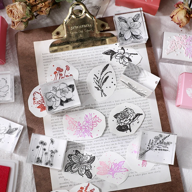 Винтажный цветок гречихи растения Украшение штамп акриловые резиновые самы для