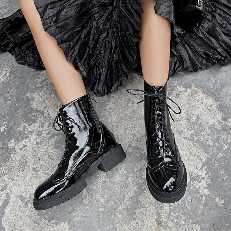 

COVIBESCO Elegant Classic Design Genuine Leather Women's Ankle Boots 2020 Autumn Winter Thick Heels Pumps Party Shoes Woman