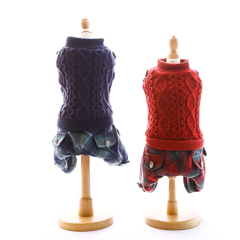 Зимняя куртка для собак и кошек Комбинезоны теплая одежда хлопковый комбинезон