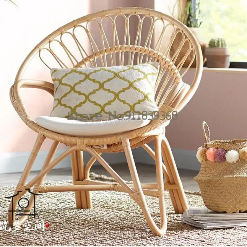 Japanese-style ins rattan single sofa chair natural real home living room lounge balcony lazy | Мебель