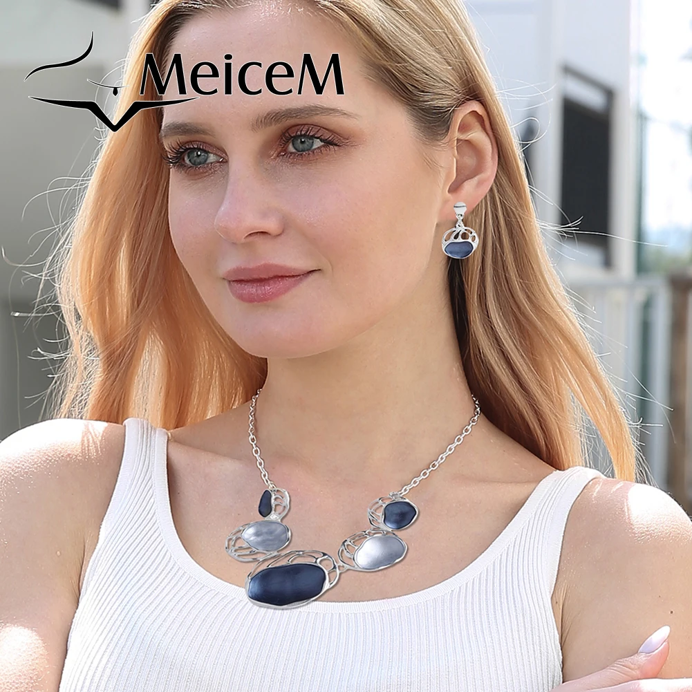 

MeiceM 2021 Hot Fashion Geometric Round Choker Necklace for Women Charming Chain Necklaces On The Neck Girls Christmas Gifts