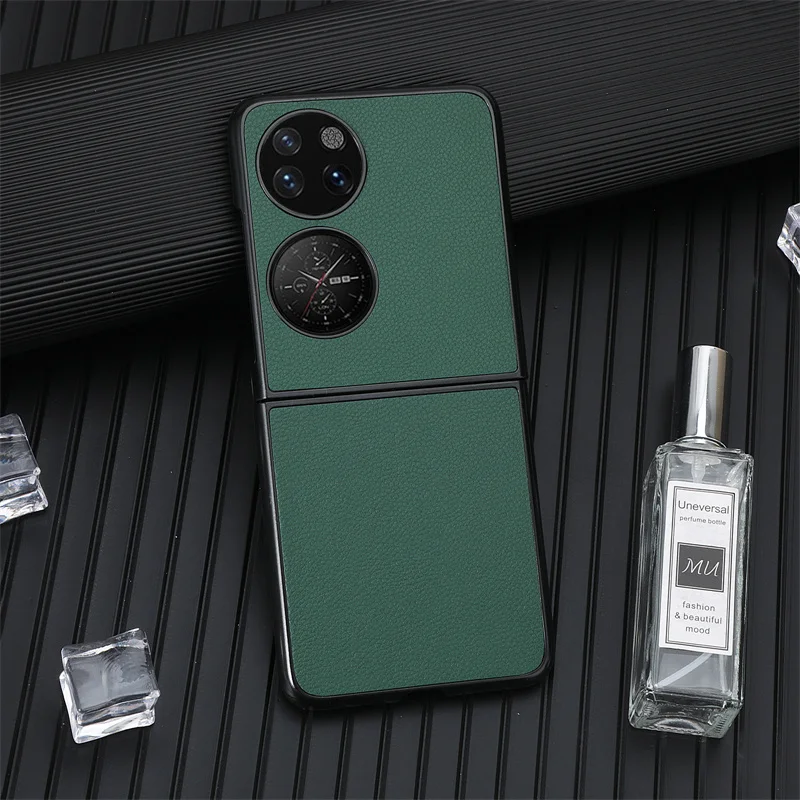 For Huawei P50 Pocket Case Luxury Rough Litchi Texture PU Leather Hard Back Cover Case For Huawei P50 Pocket BAL-AL00 Phon