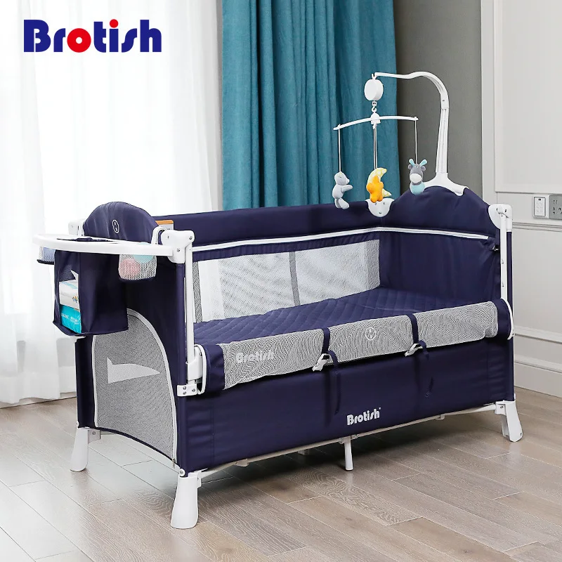 Европейская кроватка Портативная Складная NewbornBaby кровать многофункциональная детская игровая кровать новая детская дорожная кровать Новое поступление Колыбель - Цвет: Blue