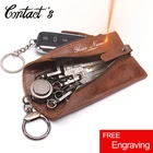Винтажный Мужской кошелек для ключей из натуральной кожи, чехол на молнии для автомобильного брелка, мужской держатель для ключей, органайзер для ключей