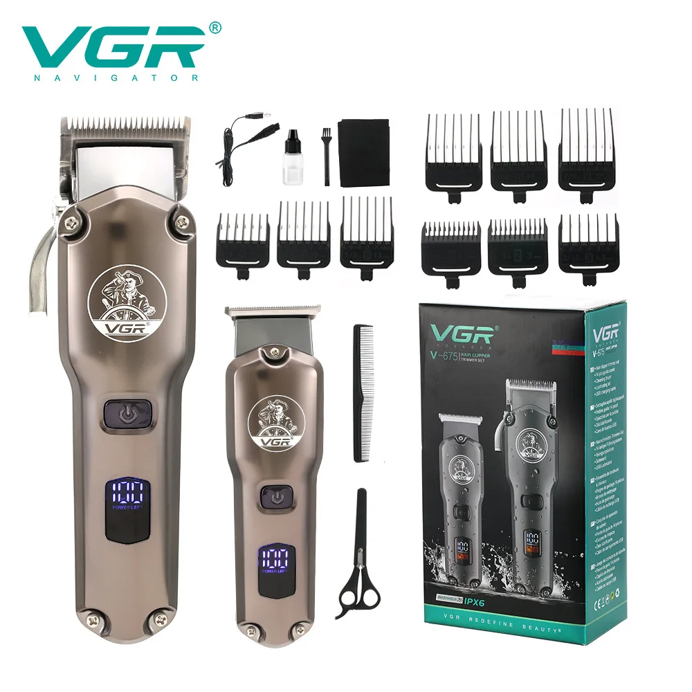 VGR New High-power Gradual Fader Hair Salon Two-piece Clipper LCD Digital Display V-675 | Бытовая техника