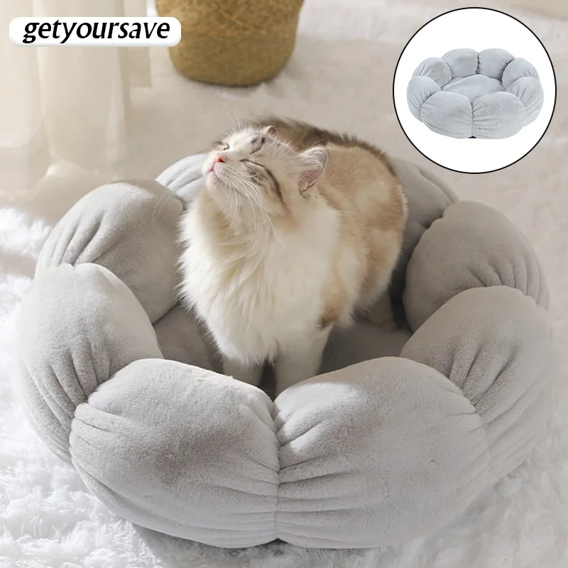 

All Seasons Dog Bed Round Flower Cat's Nest Winter Warm Cat Beds Soft Plush Small Dog Cushion Puppy Kennel Mat Pets Supplies