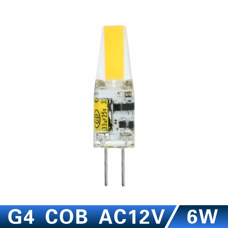 G4 COB AC 12V 6W Светодиодный светильник LATTUSO G4 G9 AC/DC 12 В 220 В 3 Вт 6 Вт 9 Вт COB светодиодный G4 G9 Лампа с регулируемой яркостью для хрустальных люстр - Испускаемый цвет: G4 COB AC 12V 6W