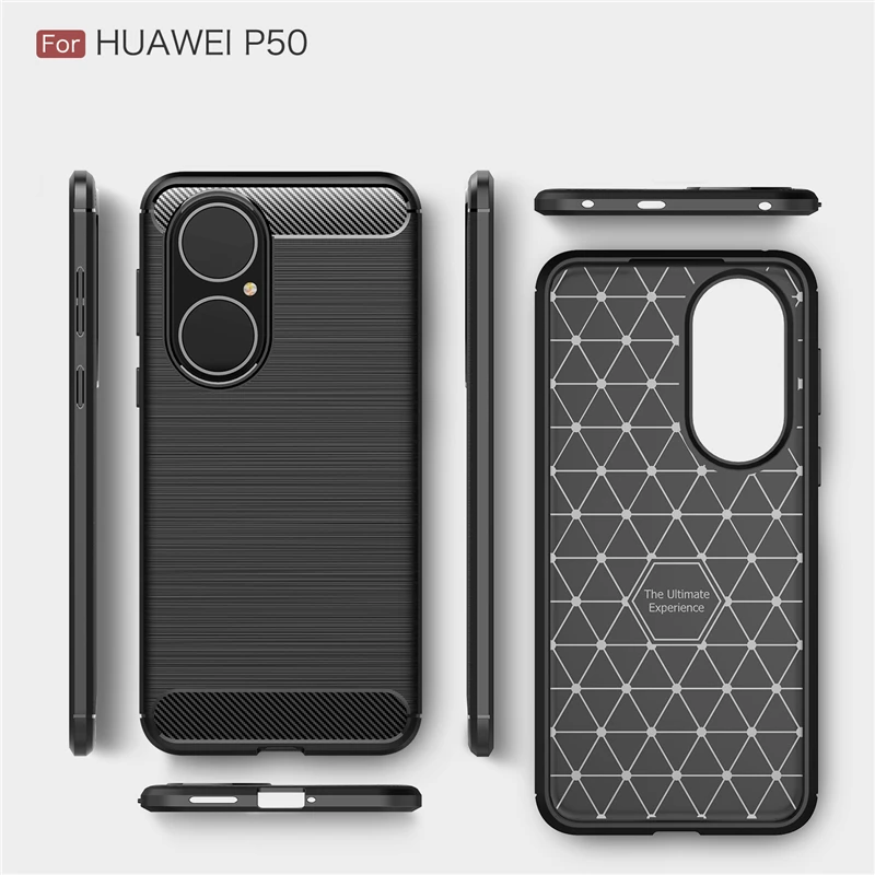 For Huawei P50 Case Fiber Carbon Shockproof Silicone Case For Huawei P50 Pro Case hard Cover For Huawei P40 P40 Pro P40 Pro Plus