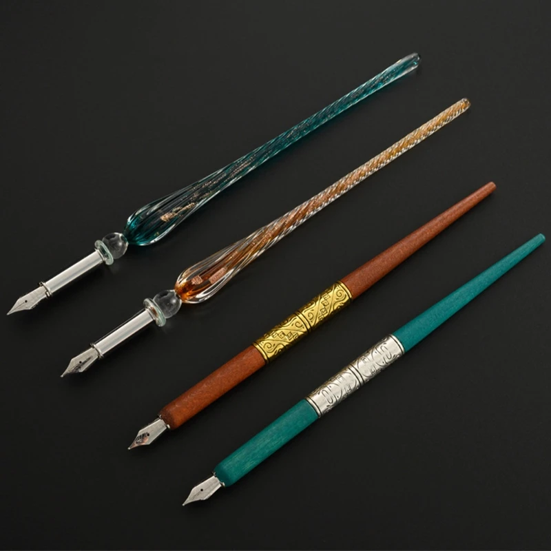 

Vintage Dip Pens Fountain Writing Ink 10 Nibs Pen Holder Gift Box Calligraphy Stationery Office School Supplies X6HB