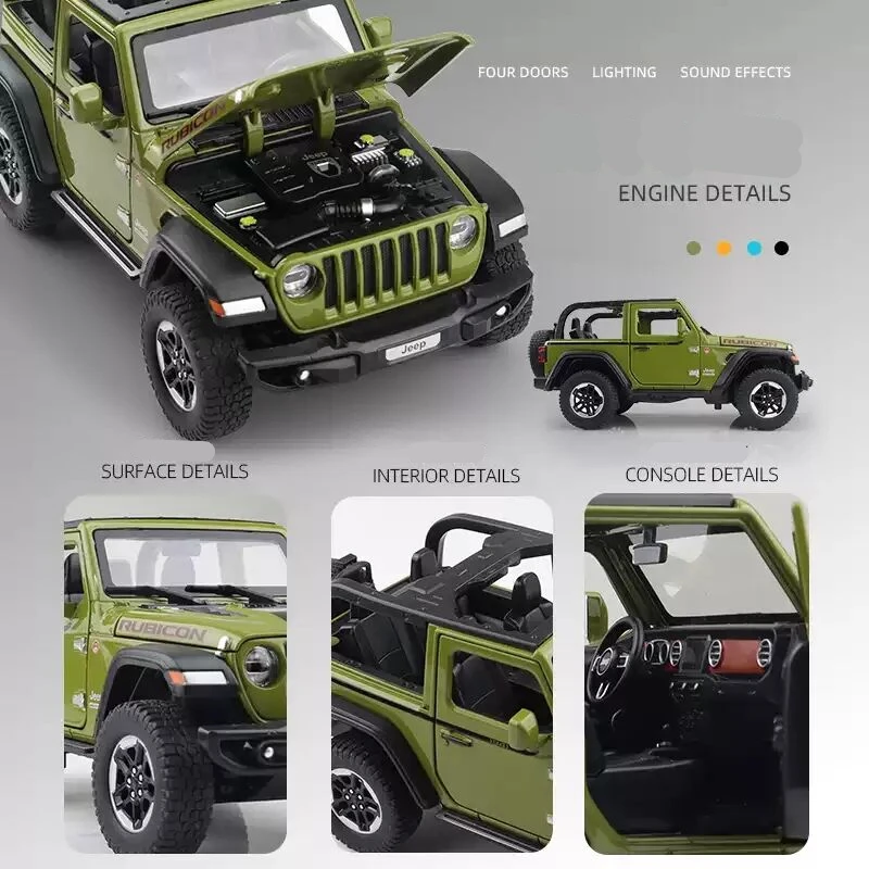 Модель автомобиля 1:20 Jeep Wrangler модель внедорожника из сплава Рубикон литой
