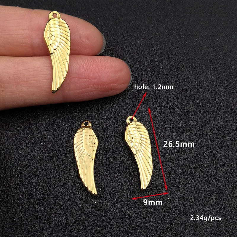 Золотые Крылья ангела Подвески из нержавеющей стали для рукоделия материалы