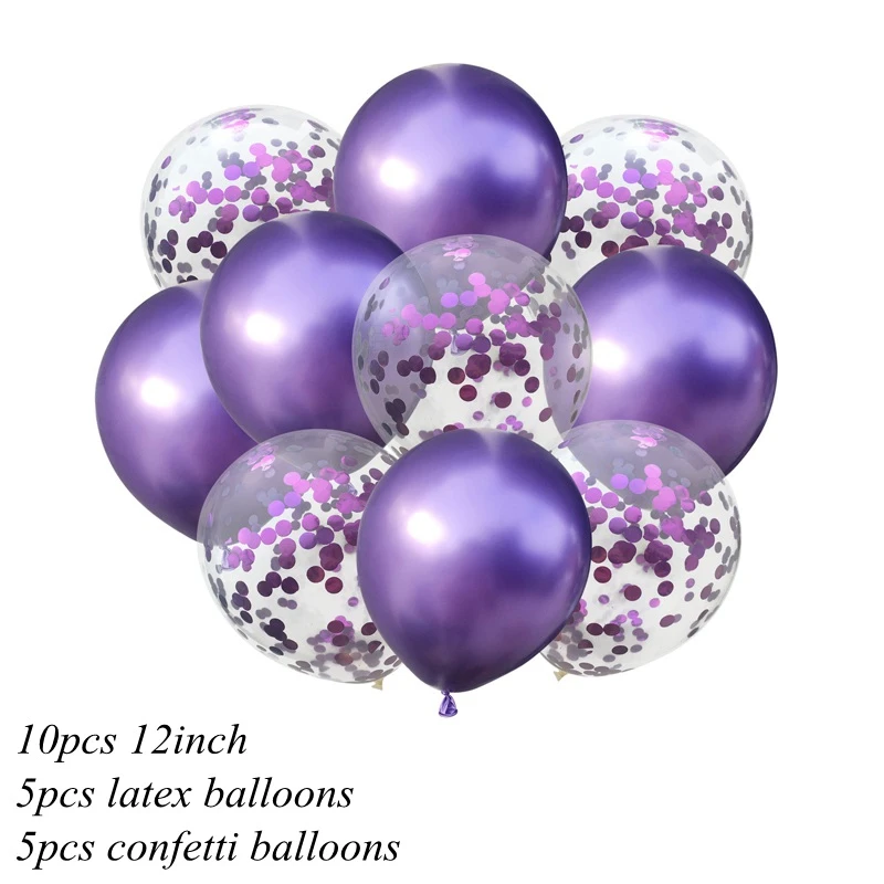 Metal dark purple 10 шт. 12 дюймов металлические цвета латексные шары воздушные шары с конфетти надувной шар для дня рождения, свадьбы, вечеринки - Цвет: Metal dark purple