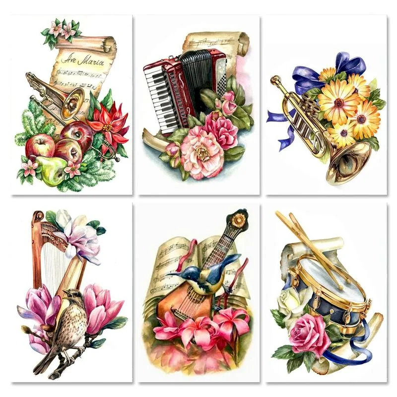 

Acrylic Painting By Numbers For Adults With Frame 60x75cm Musical Instrument Modern Wall Art Picture By Numbers For Diy Gift