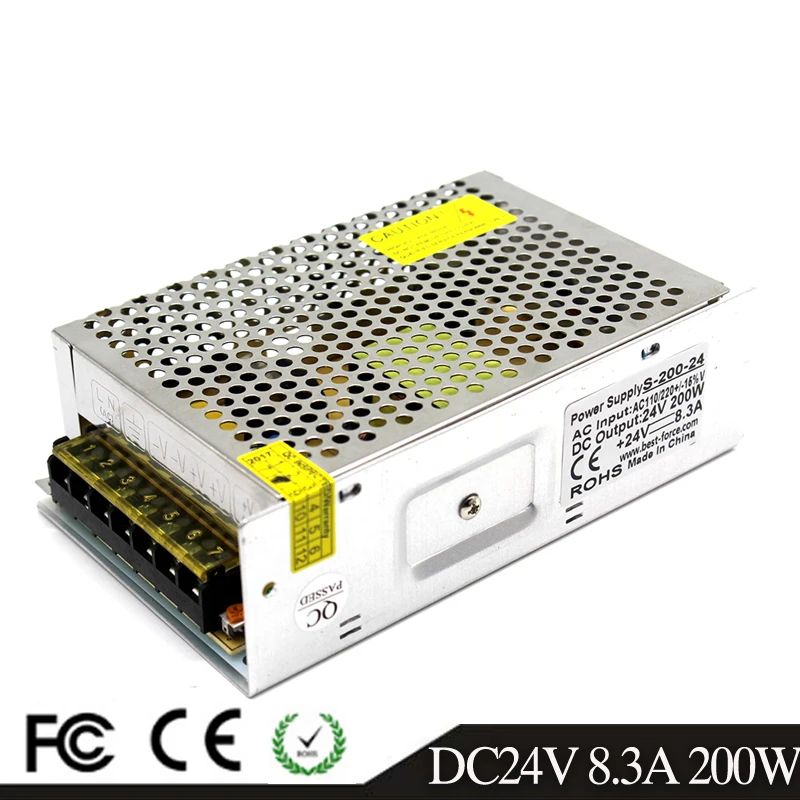 Импульсный источник питания DC 24V 8.3A 200W светодиодный трансформатор с одним