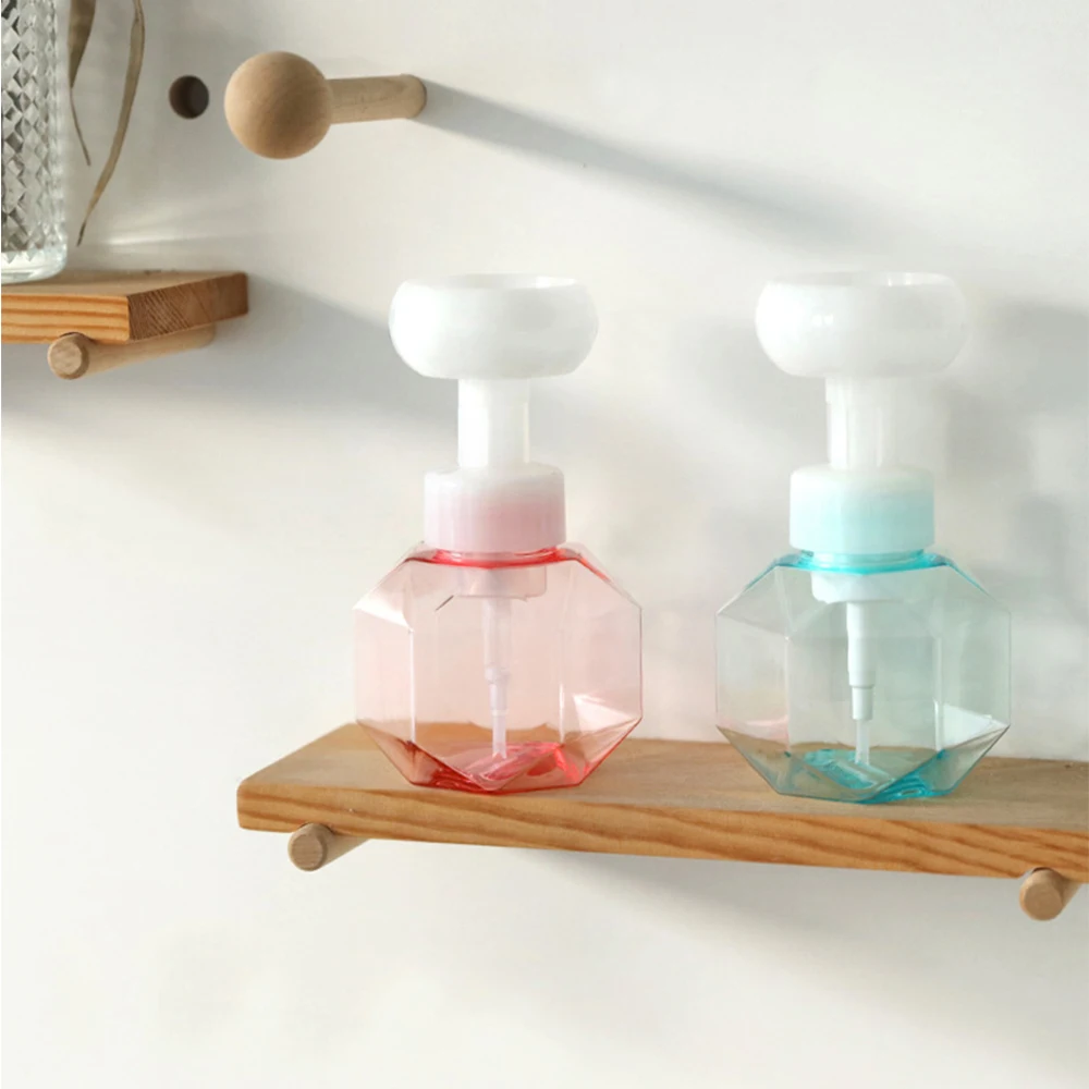 

300ml Soap Bottle Flower Pump Head Foaming Lotions Refillable Bottle Liquid Distributor Lower Foam Soap for Travel Bathroom