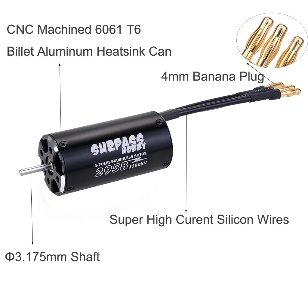 SURPASS HOBBY 2958 3380KV 4 полюса бесщеточный Водонепроницаемый мотор для HT-38278 600-750 мм RC