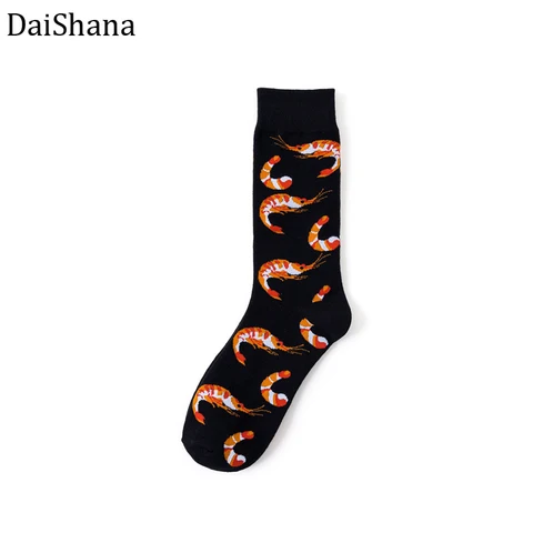 [DaiShana] Смешные носки Харадзюку питание, морская еда, активные носки для креветок/кальмаров, женские Веселые носки с молочной креативной жизнью