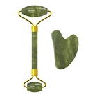 Роликовый нефрит для массажа для лица, скребок для гуаши, натуральный кристаллический камень, уход за лицом, уход за лицом, против морщин, гуаша, роликовый массажер