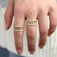 gold love letter ring open adjustable design micro pave colorful cz love 2020 valentines gift open rings