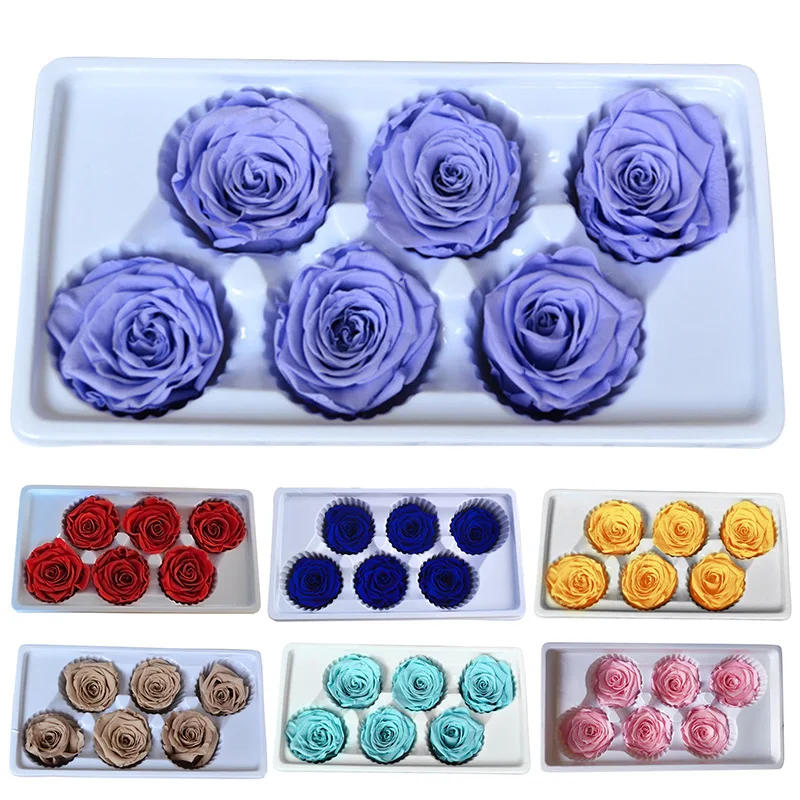 6 шт. неувядающие розы 4-5 см