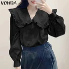 Женская блузка с оборками, с рукавами-фонариками, 2021