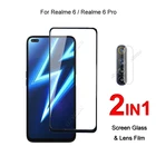 Стекло с полным покрытием для Realme 6 Pro6, защита экрана, защитное закаленное стекло, Взрывозащищенная и пленка для объектива камеры