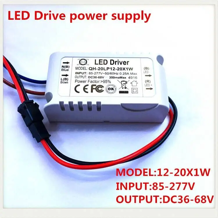 

Hot Sale 50pcs12-20 X 1W Input 85-265V Output 36-68V 300MA 50/60Hz 12W 15W 18W 20W High Power LED Driver For LED Light