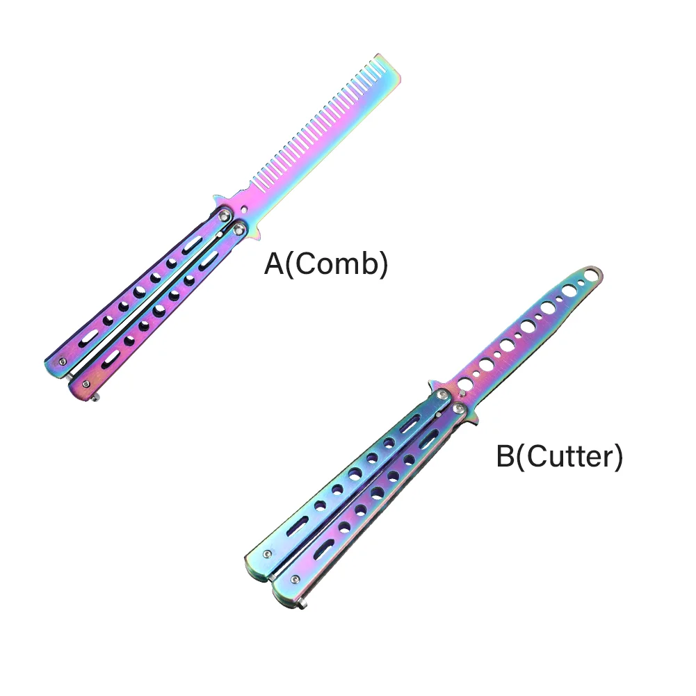 

Складная расческа из нержавеющей стали тренировочный нож-бабочка расческа для бороды щетки для усов инструмент для укладки волос