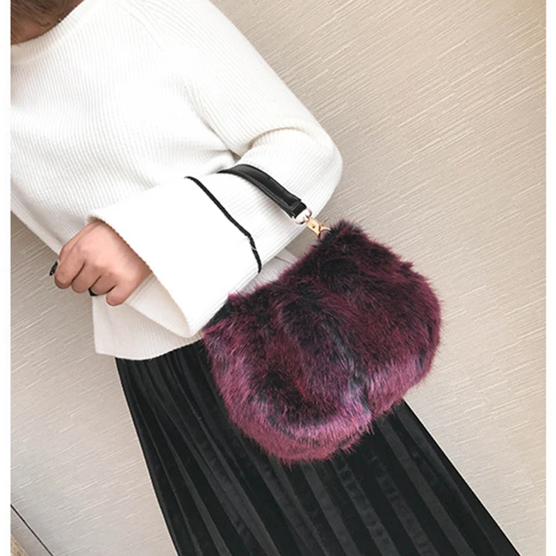 Осенне зимние плюшевые сумочки женская сумка на плечо 2019 модные маленькие мягкие