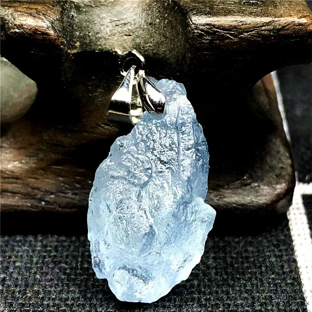 Природный океан синий Аквамарин каменные подвесные украшения для женщин и