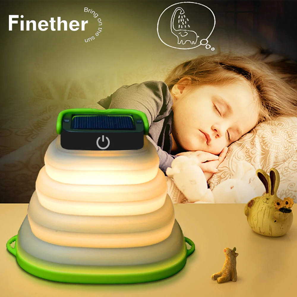 Мини солнечной энергии USB зарядка телескопический складной кемпинг свет Палатка