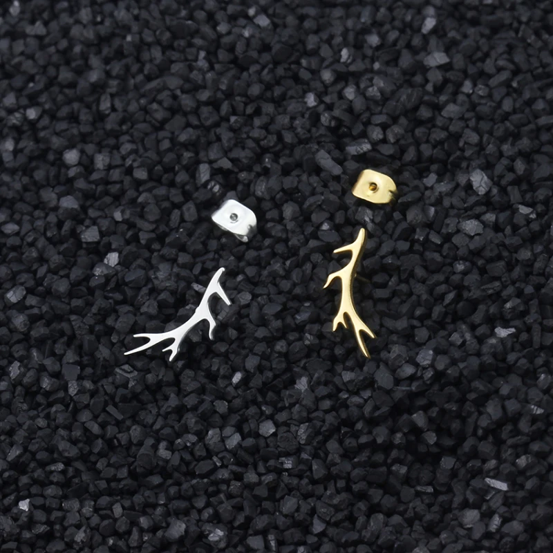 Минимализм олень рога лося серьги гвоздики из нержавеющей стали ювелирные