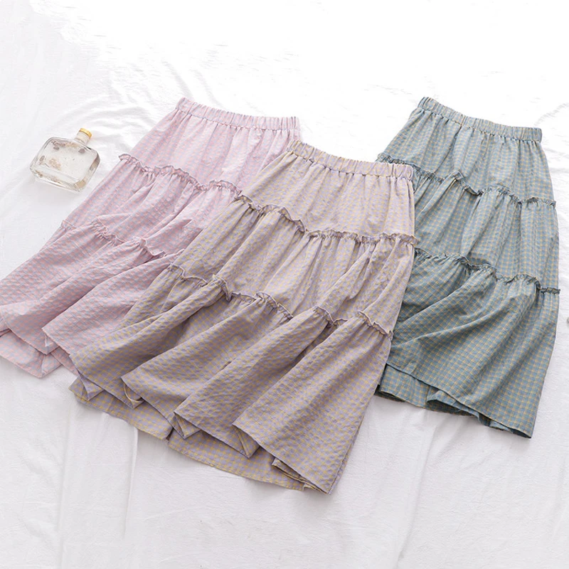 

DOUJILI Women Skirts Popular Korean Style Fashion Long Skirts For Girls High Waist Soft Smooth Skirt Women Casual Midi Skirts