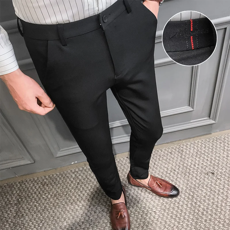Строгий деловой облегающий костюм брюки мужской для досуга мужские однотонные