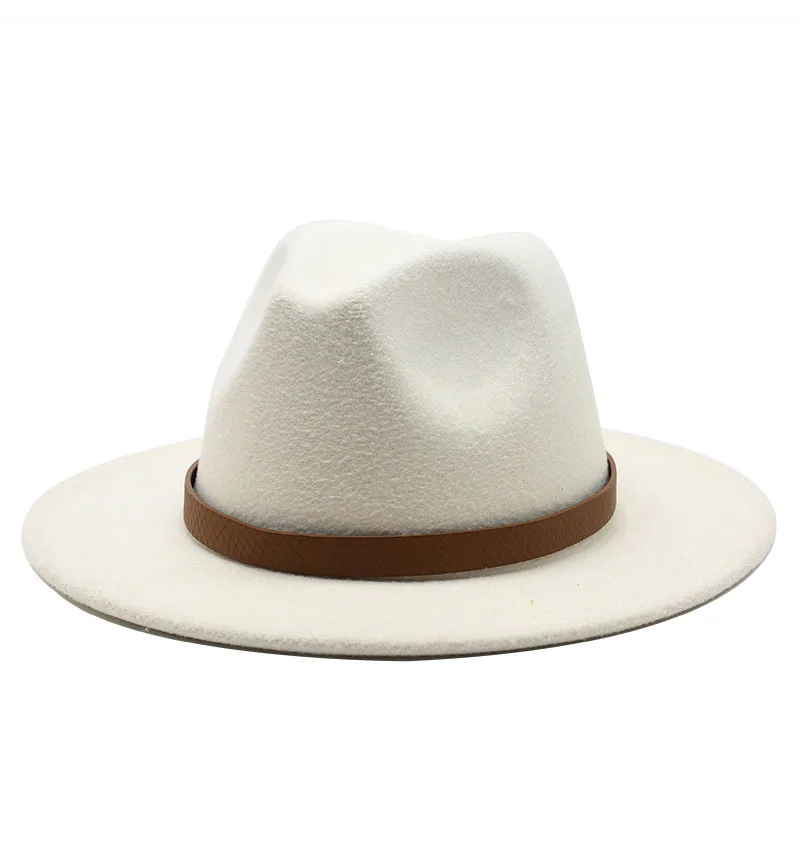 

Женская фетровая шляпа от солнца на осень и зиму, Классическая флоппи-шляпка с широкими полями, белая/черная, шапка из имитации шерсти