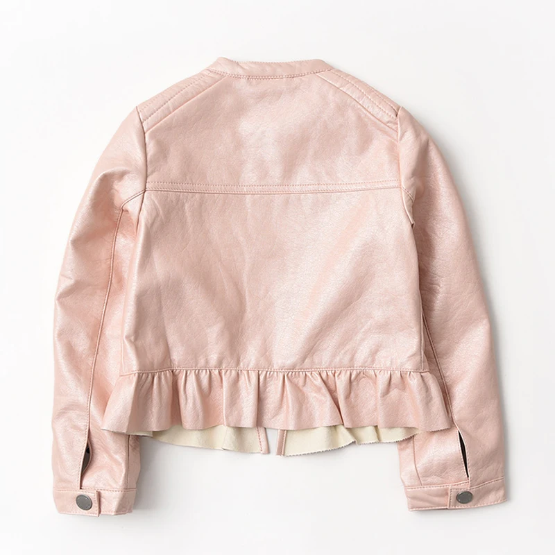 Куртка для девочек пальто детская кожаная куртка осенне зимняя однотонная