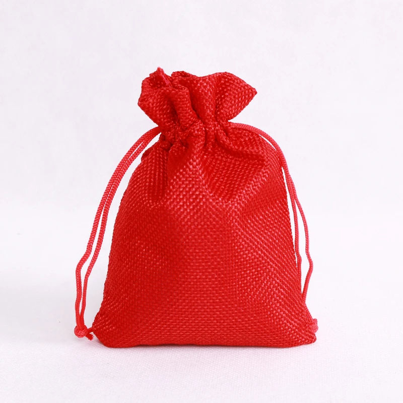 5 шт./лот красная Мешковина на шнурке джутовые подарочные сумки 9*12 упаковка