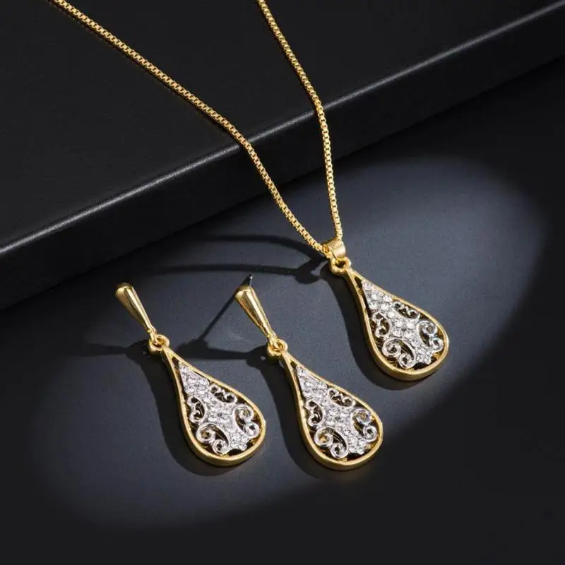 Набор сережек в стиле бохо сережки виде капли воды колье с кристаллами серьги |