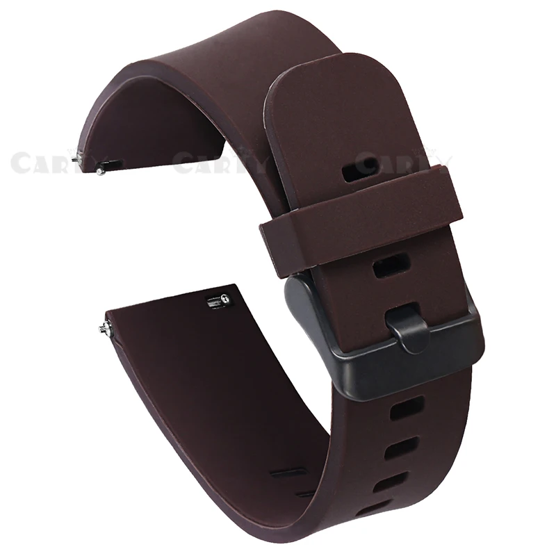 Brown black buckle Carty силиконовые браслеты для часов быстросъемные ремешки для часов 20 мм 22 мм Мужские и женские мягкие резиновые черные или серебряные пряжки безопасные кольца Хранитель - Цвет ремешка: Brown black buckle