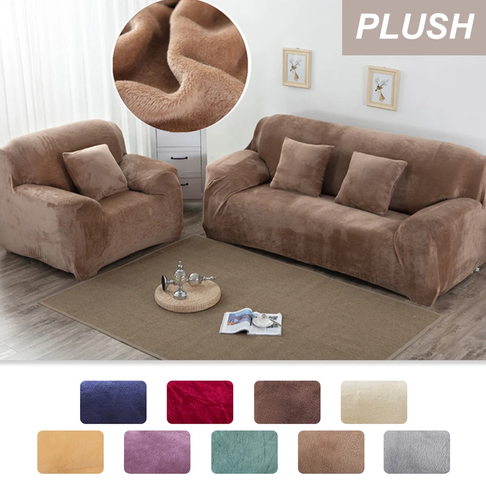 

Thick Plush Recliner Sofa Covers Slipcovers L Shaped Corner Covers All-inclusive Elastic Sectional Couch Cover 1-4 Seaters