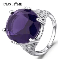 joiashome natural sapphire 925 sterling silver female ring egg shape geometric cut surface size 6 10 wedding banquet gift