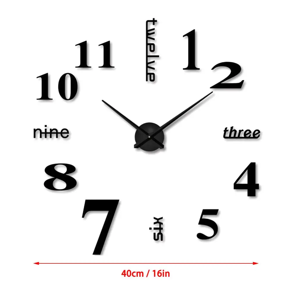 

3D Big Wall Clock Sticker DIY Acrylic Frameless Affordable Needle Classic Watch Brief Style Home Decoration Living Room Kitchen