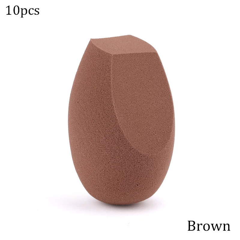Профессиональный спонж для макияжа, пудра, спонж для макияжа - Цвет: Brown 10pcs